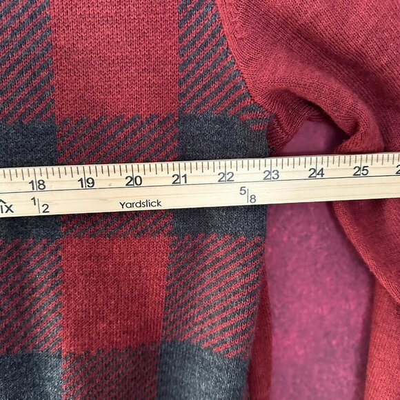 DOCKERS MEN'S 1/4 ZIP PULLOVER SWEATER, FRONT RED & BLACK PLAID, MOCK NECK, XXL - Picture 7 of 10